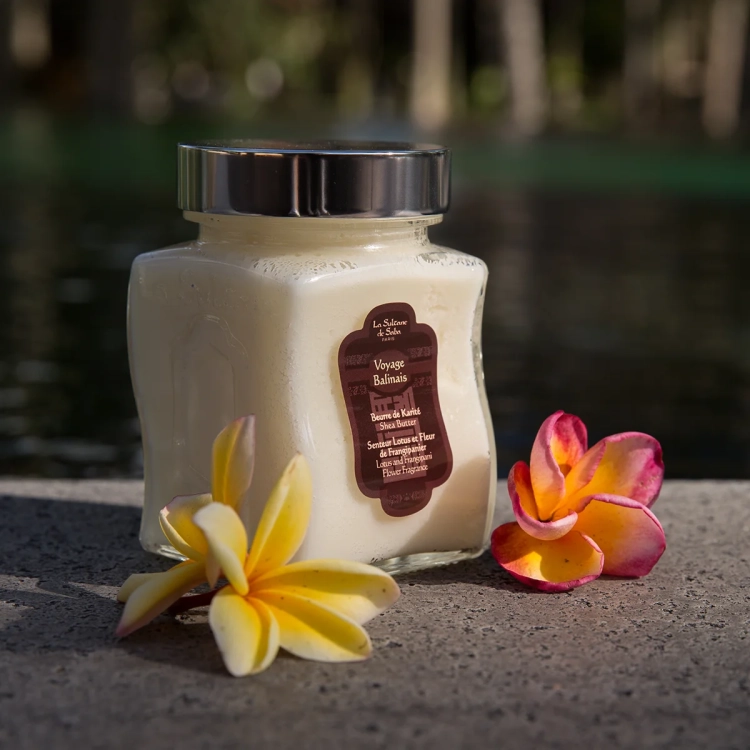 Shea Butter Lotus and Frangipani Flower, 300 g - Naturalne Masło Shea z Kwiatem Frangipani